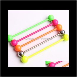 Other Body Jewellery 5 Candy Colours 38Mm Long Industrial Barbell Spiral Earring Piercing Bar Steel Ear Plug Stretcher Drop Delivery 2021 Msiwk