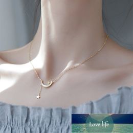 925 Sterling Silver Moon Star Necklace for Women Elegant Long Tassel Jewellery Gifts Wholesale S-N704