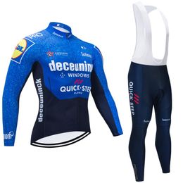 Winter 2021 QUICKSTEP TEAM Long Cycling JERSEY Bike Pants Set Men Ropa Ciclismo Thermal Fleece Bicycling Maillot Culotte Racing Sets
