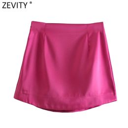 Zevity Women High Street Solid Color Side Zipper Sexy Mini Skirt Faldas Mujer Ladies Light Soft Casual Slim Chic Vestidos QUN765 210619