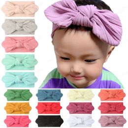 Baby Nylon Headband Soft Rabbit ear Bowknot Turban Hair Bands for Children Girls Headwrap Accessories Solid Elastic