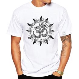 100% Baumwolle Ankünfte Mode Om Spiritual Symbol Männer T-Shirt O Neck Tee Vintage gedruckt Grafik T-Shirt Hipster Tops 210707
