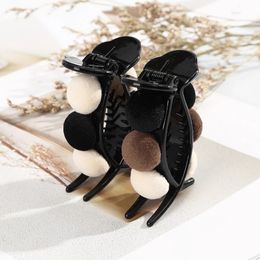 Ball Hairpins Black Hair Claw Clip Plastic Toothed Clamps Women Simple Ponytail Holder Hair Accessories