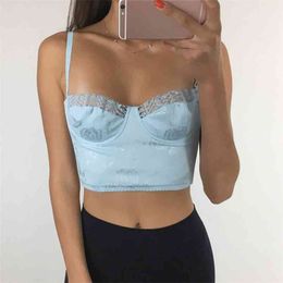 Sweet Floral Print Lace Patchwork Y2K Summer Camis Top With Thin Strap Backless Hit Cute Sleeveless Crop Cami Outfits 210510