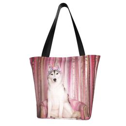 Duffel Bags Animal Husky Siberian Dogs Dog P Polyester Outdoor Girl Handbag, Woman Shopping Bag, Shoulder Canvas Gift Bag