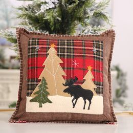 Christmas Throw Pillow Case Covers Buffalo Plaid Xmas Tree Reindeer Cushion Cases Home Sofa Decorations 36cm KDJK2109
