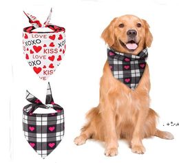 Dog Apparel Valentines Day Dogs Bandanas Double Sided Pet Triangle Scarf Dog Saliva Towel Pet-Supplies Valentines-Day Supplies ZZA11254