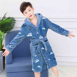 Kids Bathrobe for Boys Spring Winter Lively Animal Print Pajamas Warm Children Pyjama Teenager Boys Bath Robe Swimming Clothing 210901