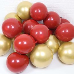 chrome balloons UK - Party Decoration 10pcs 20pcs 30pcs 10inch Ruby Red Glossy Metal Pearl Latex Balloons Chrome Metallic Gold Wedding Decorations Year