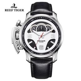 Reef Tiger/RT Top Mens Sport Watches Steel Water Resistant Chronograph Stop Masculino Relojes Wristwatches