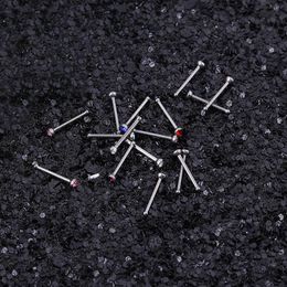 Other Fashion 10pcs/lot Stainless Steel Crystal Rhinestone Nose Studs Hooks Bar Pin Rings Body Piercing Jewellery For Women