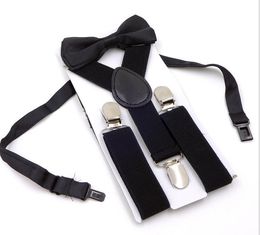 2021 Children Suspenders 3pcs Set Kids Student Braces bow tie Set Bowtie Toddler Solid Color Cloth Set For Boys Girls