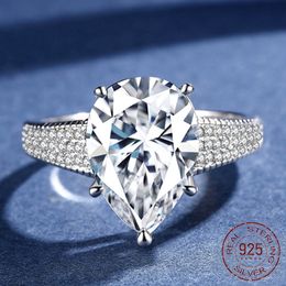 Big CZ Diamant Wedding Ring 100% Real 925 Sterling Silver Water Drop 10*14mm Zircon Engagement Rings for Women J-331