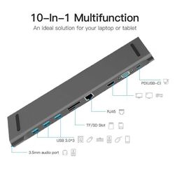 NEW 10 in 1 HUB 4K USB Type-C to USB 3.0 TF VGA RJ45 Mini DP Docking Station or Huawei Samsung Xiaomi