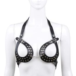 Belts Sexy Women Breast Gothic Lolita Handmade Leather Bra Corsets Body Bondage Chest Caged Rivets Harness