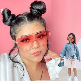 Set Fashion Kids Little Sunglasses Candy Pink Kid Shades Oversized Square Child Women Sun Glasses Matching Pair Of Sunnies