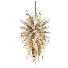 Modern Pendant Lamps Hand Blown Glass Chandeliers White Gold Amber Color LED Art Decor Lighting Restaurant Home Duplex Living Room Lights 40 or 48 Inches