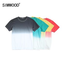 summer hang dye t-shirt contrast color 100% cotton tops causal breathable plus size Tees SI980533 210716
