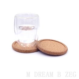 Modern Groove Cup Mat Wooden Cork Coaster Cushion Circular Insulation Pad Cups Mats