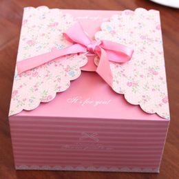 Christmas Party Bowknot Gift Box Romantic Wedding Candy Favor Box Flower Printing Paper Gift Box DHL
