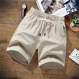 100% Cotton Shorts Men Summer Solid Casual Cargo Plus Size 9XL Beach Linen Boardshort M-9XL 131 210629
