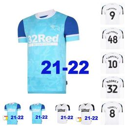 -21 22 Derby County Soccer Jerseys 2021 2022 Home White Wisdom Waghorn Martin Shirt Hamer Rooney Football Uniform