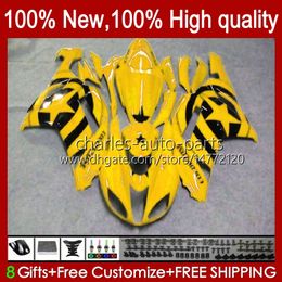 Body Kit For KAWASAKI NINJA ZX 6R 600 CC 600CC 6 R ZX-600 2007 2008 Bodywork 10No.79 ZX-636 ZX600C ZX636 07-08 ZX-6R ZX 636 ZX600 ZX6R 07 08 Motorcycle Fairing yellow stars