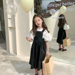 2021 Summer New Kids Girls Elegant Suspender Dresses Baby Versatile Solid Dress Korean Style Children Fashion Clothing, #9304 Q0716
