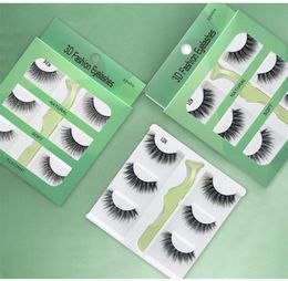 Makeup 3 Pairs 3D Fake Mink Eyelashes Natural Long Wispy False Eyelash Extension Handmade Full Volume Fake Eyelashes