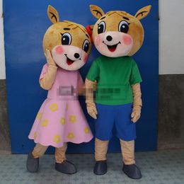 Mascot Costumes Sika Deer Couple Mascot Costume Suits Party Game Dress Outfits Promotion Carnival Halloween Xmas Easter Adult AD Clothes