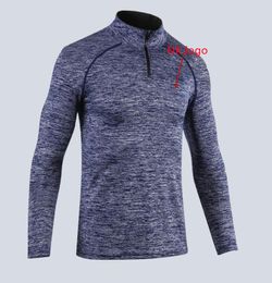 Autumn and winter men's T -shirts basketball training zipper top tees outdoor running leisure quick-drying compression tight-fitting sports long-sleeved T-shirt