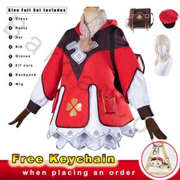 Genshin Impact Klee Cosplay Costume Maid Dress Wig Backpack Girls Lolita Dress Woman Outfit School Girl Uniforms Free Keychain Y0903