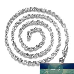 10pcs 4mm Silver plated Twist Rope chain necklaces With stamped Wholesale Fashion jewelry For women&men accessories