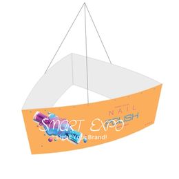 Advertising Display Collapsible Hanging Curved Triangular Banner with Strong Aluminium Frame Tension Fabric Print Graphic Portable Bag