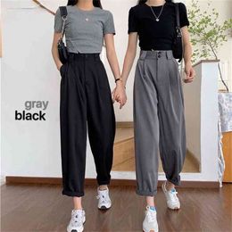 Straight Pants Women BF Style Chic Trendy Ladies Ankle-Length Trousers Summer All-match College Classic Teens Pantalones 210915