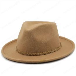 Simple Wool Wide Brim Hat Felt Fedoras Hats Adult Fashion Headwear Woolen Fedora Hats Man's Cap