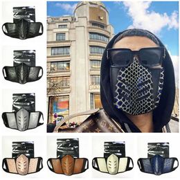 Unisex Designer Face Mask Ostrich Skin Dustproof Anti-fog s Men Women Pu Leather Fashion Mouth Cover Outdoor Party 18 Colours 7QCP