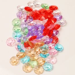 14mm Crystal octagonal bead curtains pendants DIY manual partition curtain glass pendant living room decoration one hole or two holes