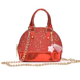 Girls glitter shell hand bag star sequins pu leather chain bags designers handbag cute princess party crossbody fanny pack purses elegent tote for dinner H52EF6G