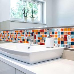 Wall Stickers 19pcs Kitchen Decor Waterproof Self Adhesive Mosaic Tile Sticker Colorful Home Bathroom Accessories