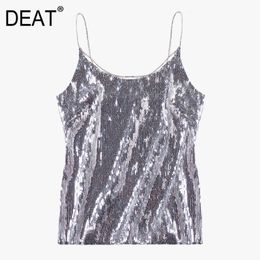 Women Silver Big Size Sexy Tube Top Sling Tank Tops Sleeveless Personality Fashion Tide Spring Autumn GX929 210421