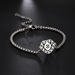 Charm Bracelets COOLTIME Hollow Heart Coin For Women Fashion Satainless Steel Jewellery Geometric Chain Lover Gifts 2021