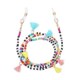 Boho Rainbow Beaded Glasses Chain Mask Lanyard For Women Trendy Fringed Sunglasses Hanging Holders Strap Necklace