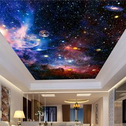 Ceiling Mural Wallpaper Modern 3D Cosmic Starry Sky Space Photo Wall Paper Living Room Theme Hotel Background Wall Decor Murals