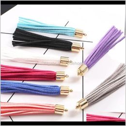 Other Fashion Aessories Drop Delivery 2021 10Pcs 8Cm Long Gold Color Cap Suede Leather Tassel For Keychain Straps Jewelry Fiber Fringe Diy Pe