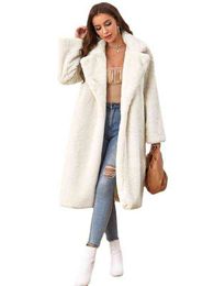 Imitation Rabbit Fur Coat Skin Tone Medium Long Lapel Fashion Sete Rabbit Fur Coat Fur Women's Wear 211207