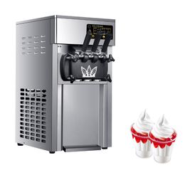 Tabletop Three Flavors Soft Ice Cream Machine For Commercial Cold Drink Shop Automatic Sweet Cone Maker