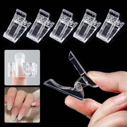 Fashion Transparent False Nail Holding Clips Plastic Armor Extension Crystal Pastern Clamps Beauty Salon Manicure Tools