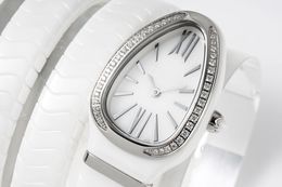 Wristwatches Ladies Luxury Watch Snake Style Quartz Movement Stainless Steel With Sapphire Crystal Glass Diamonds
