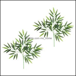 Flowers Wreaths Festive Party Supplies & Garden2Pcs Creative Simation Bamboo Adornment Decorative Plant Leaves For Home Green Drop Delivery